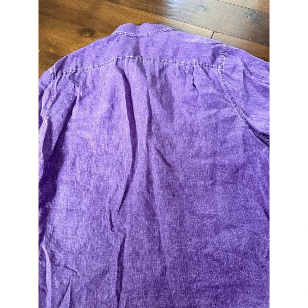 Tommy Bahama Short Sleeve Relax Linen Purple 1XLB Beach Pocket Mens Shirt Solid